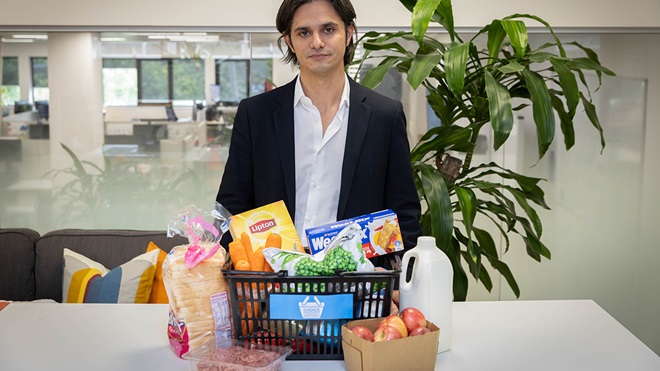 choice ceo ashley de silva with supermarket basket of groceries