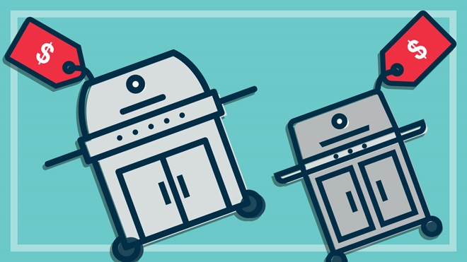 illustration of two barbecues with cheap price tags