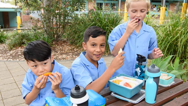 boys at australian school healthy lunchbox