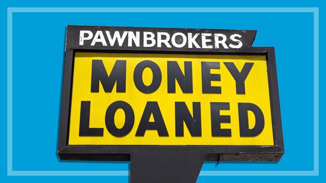 pawnbrokers sign outside pawn shop