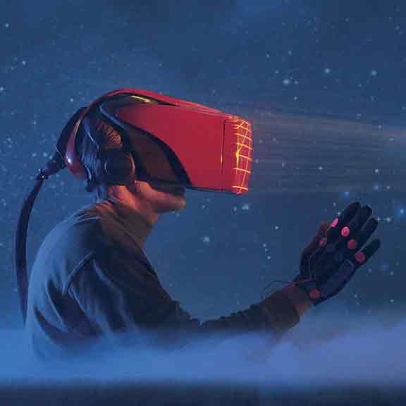 man wearing virtual reality headset square