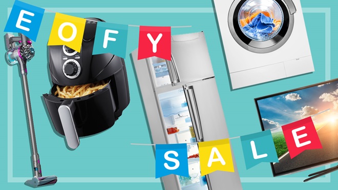 eofy sale flags generic fridge airfryer vacuum washing machine tv