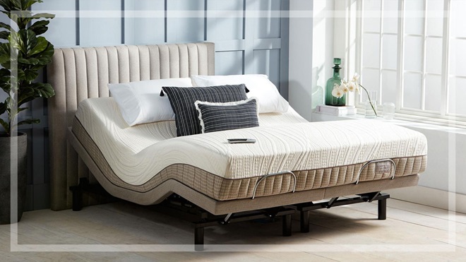 Adjustable bed in a modern bedroom – image via domayne.com.au