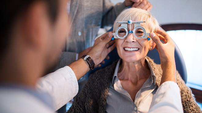 older woman getting eyes tested