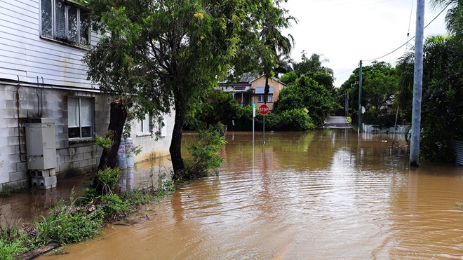 flooded street in maryborough queensland