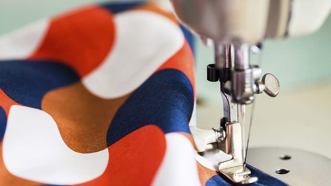 sewing machine colourful fabric