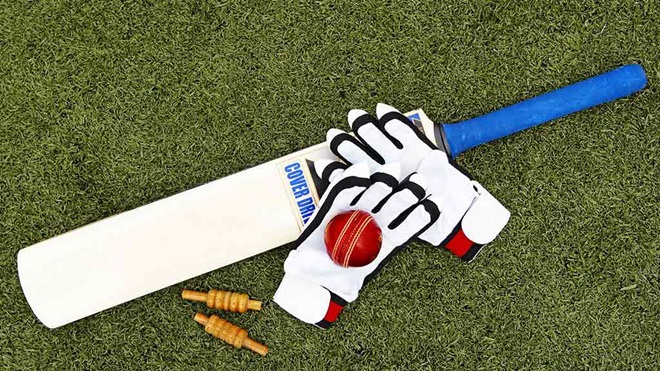 junior cricket bat gloves ball and bails