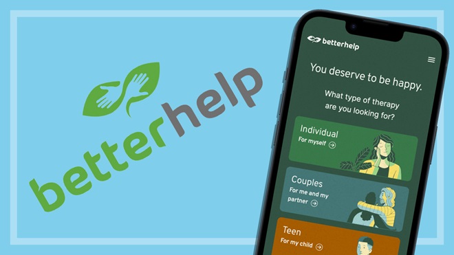 betterhelp logo and screenshot on smartphone