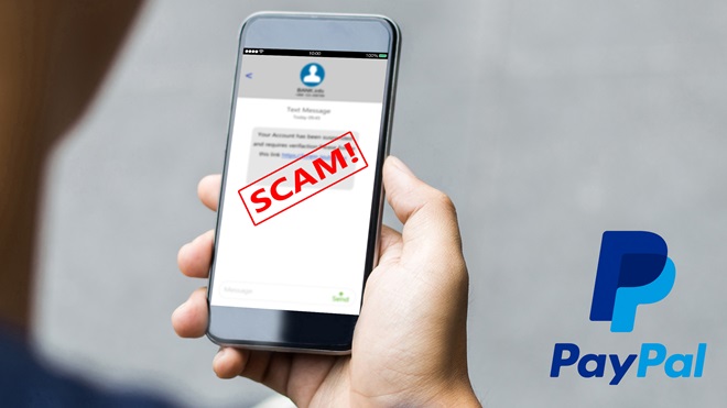 scam sms and paypal logo