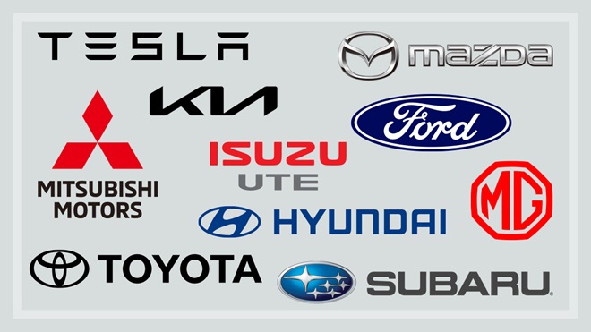 logos of the top ten car brands in australia